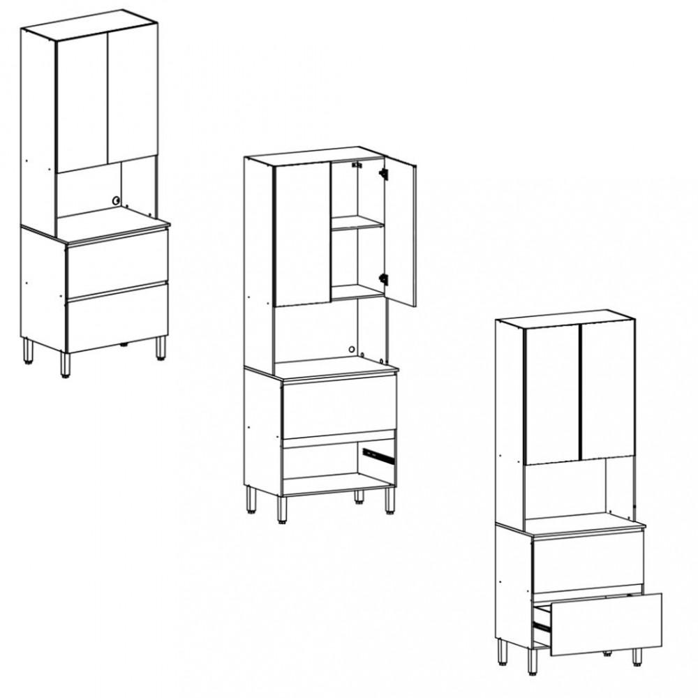 Paneleiro Torre Quente 3 Portas 1 Gavetas Art Kits Parana - 3