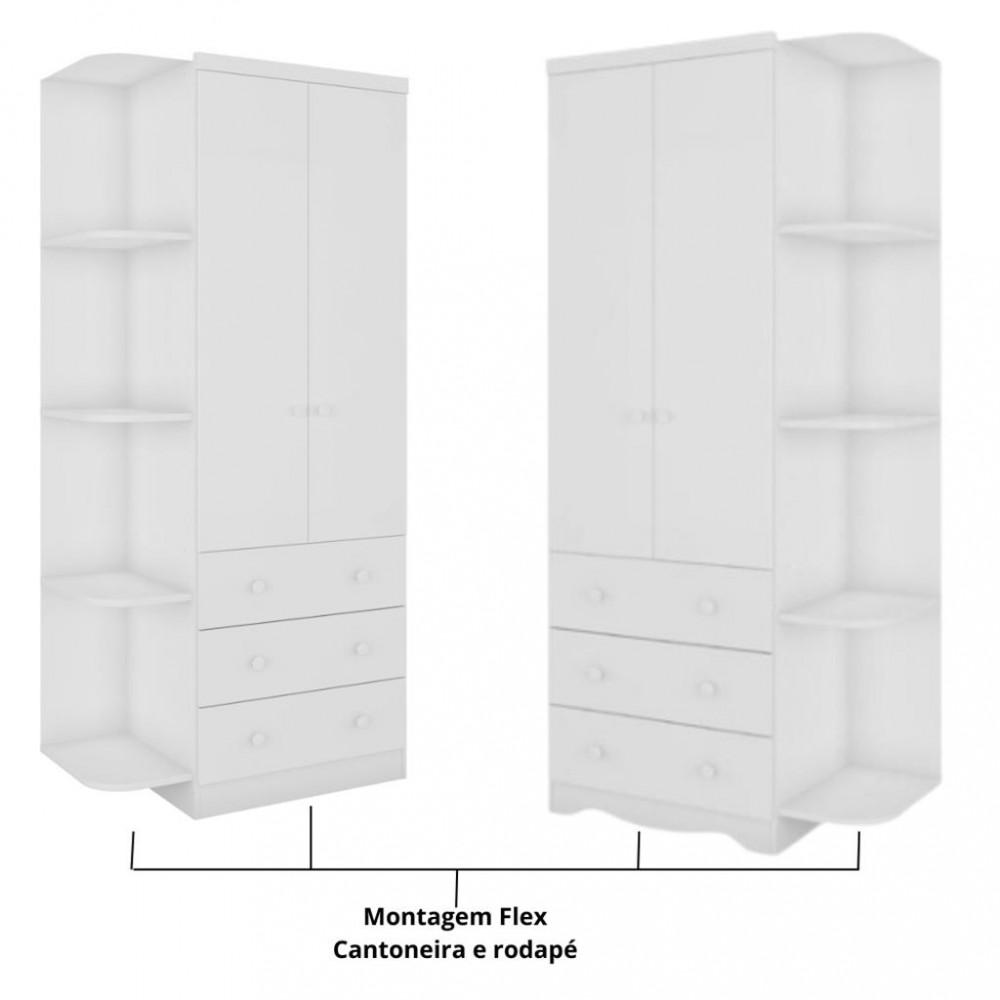 Guarda Roupa Infantil 2 Portas 3 Gavetas MDF Smim New Móveis Peroba - 2