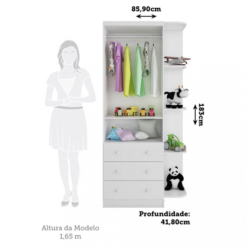 Guarda Roupa Infantil 2 Portas 3 Gavetas MDF Smim New Móveis Peroba - 4