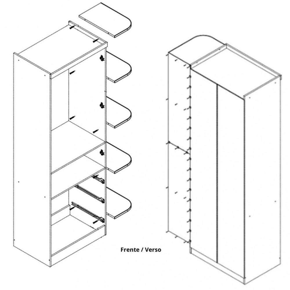 Guarda Roupa Infantil 2 Portas 3 Gavetas MDF Smim New Móveis Peroba - 5