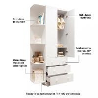 Guarda Roupa Infantil 2 Portas 3 Gavetas MDF Smim New Móveis Peroba - 3