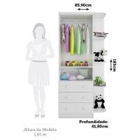 Guarda Roupa Infantil 2 Portas 3 Gavetas MDF Smim New Móveis Peroba