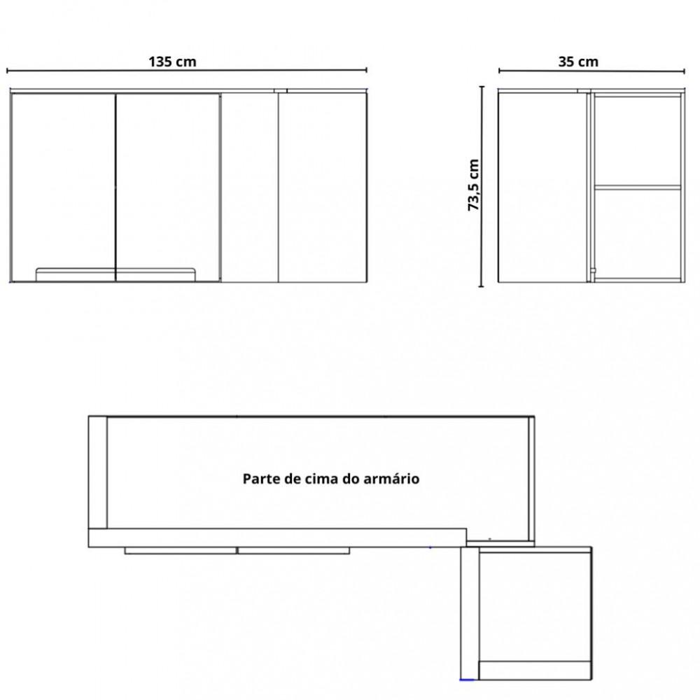 Armário Aéreo Canto 2 Portas Manhattan Herval - 4