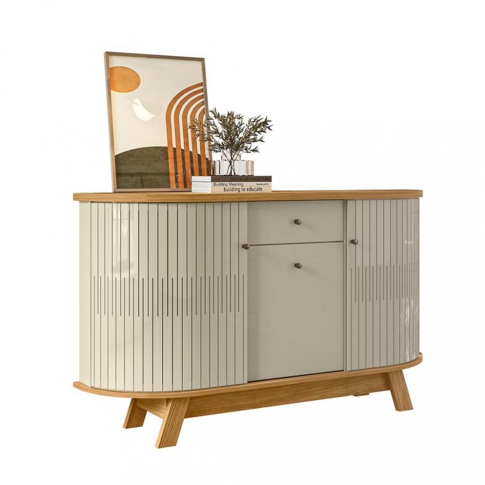 Aparador Buffet 3 Portas Flexíveis 1 Gaveta com Pés Monza Madetec - 2