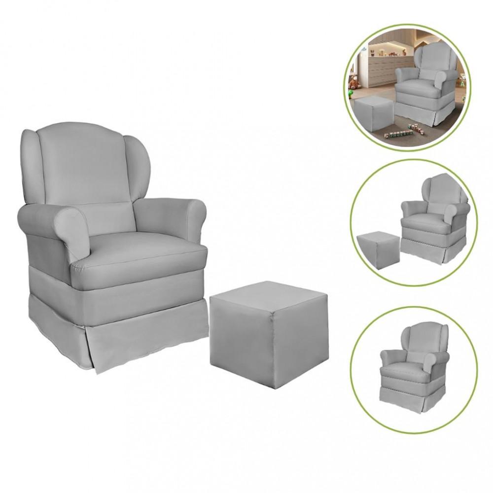 Poltrona de Amamentação com Pés de Madeira e Puff Sabrina Phoenix Baby - 5