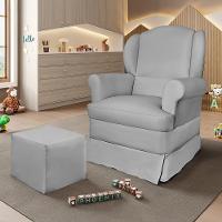 Poltrona de Amamentação com Pés de Madeira e Puff Sabrina Phoenix Baby - 1