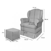 Poltrona de Amamentação com Pés de Madeira e Puff Sabrina Phoenix Baby - 3