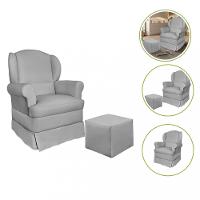 Poltrona de Amamentação com Pés de Madeira e Puff Sabrina Phoenix Baby - 5