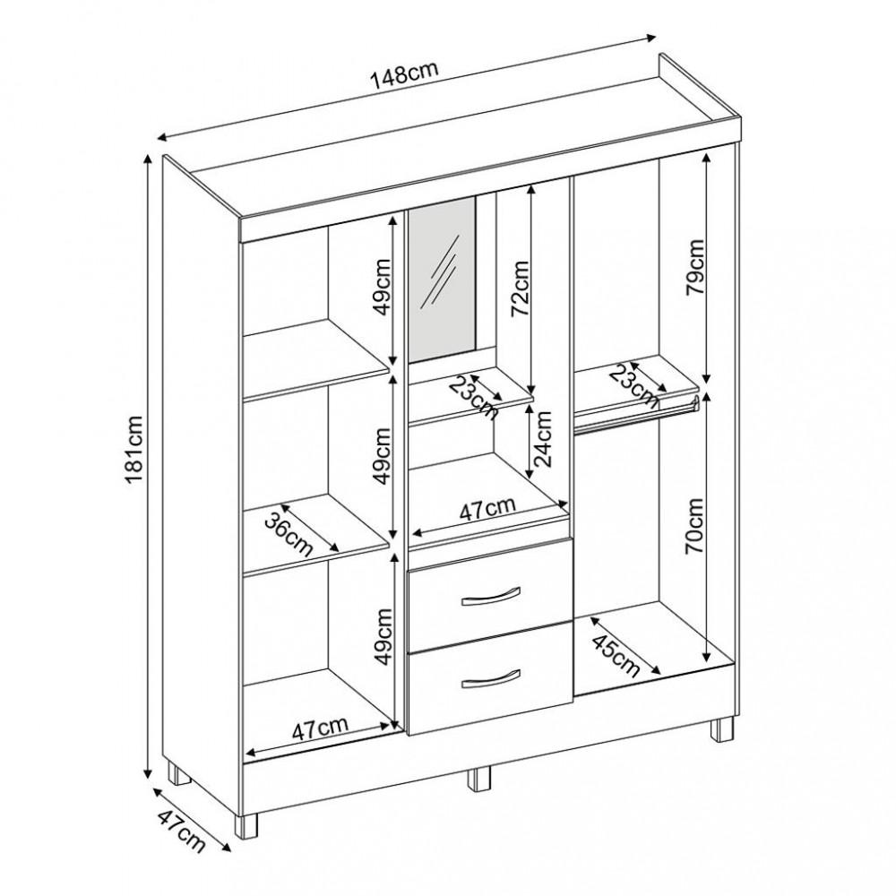 Guarda Roupa Solteiro 4 Portas 2 Gavetas Lord Demobile - 4
