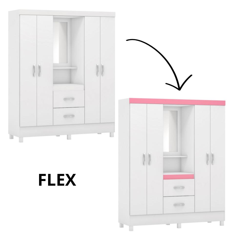 Guarda Roupa Solteiro 4 Portas 2 Gavetas Flex Lord Demobile - 4