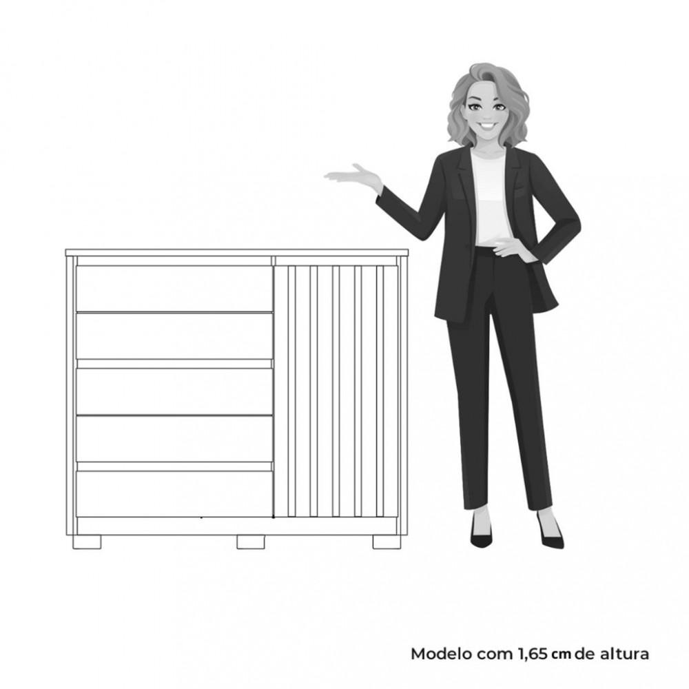 Cômoda 1 Porta 5 Gavetas Ripado Duetto Albatroz - 5