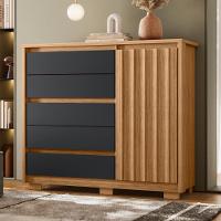 Cômoda 1 Porta 5 Gavetas Ripado Duetto Albatroz - 1