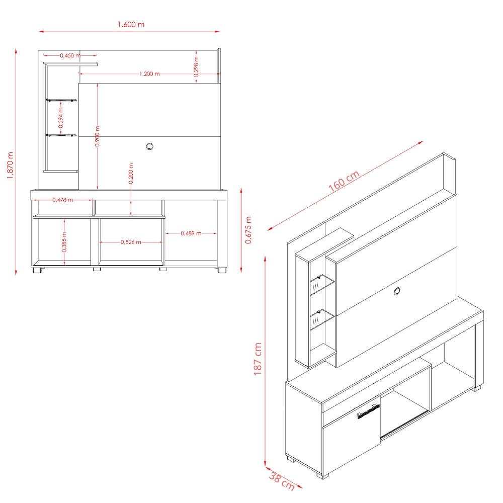 Estante Home para TV até 50 Polegadas 1 Porta Ícaro Madetec - 4