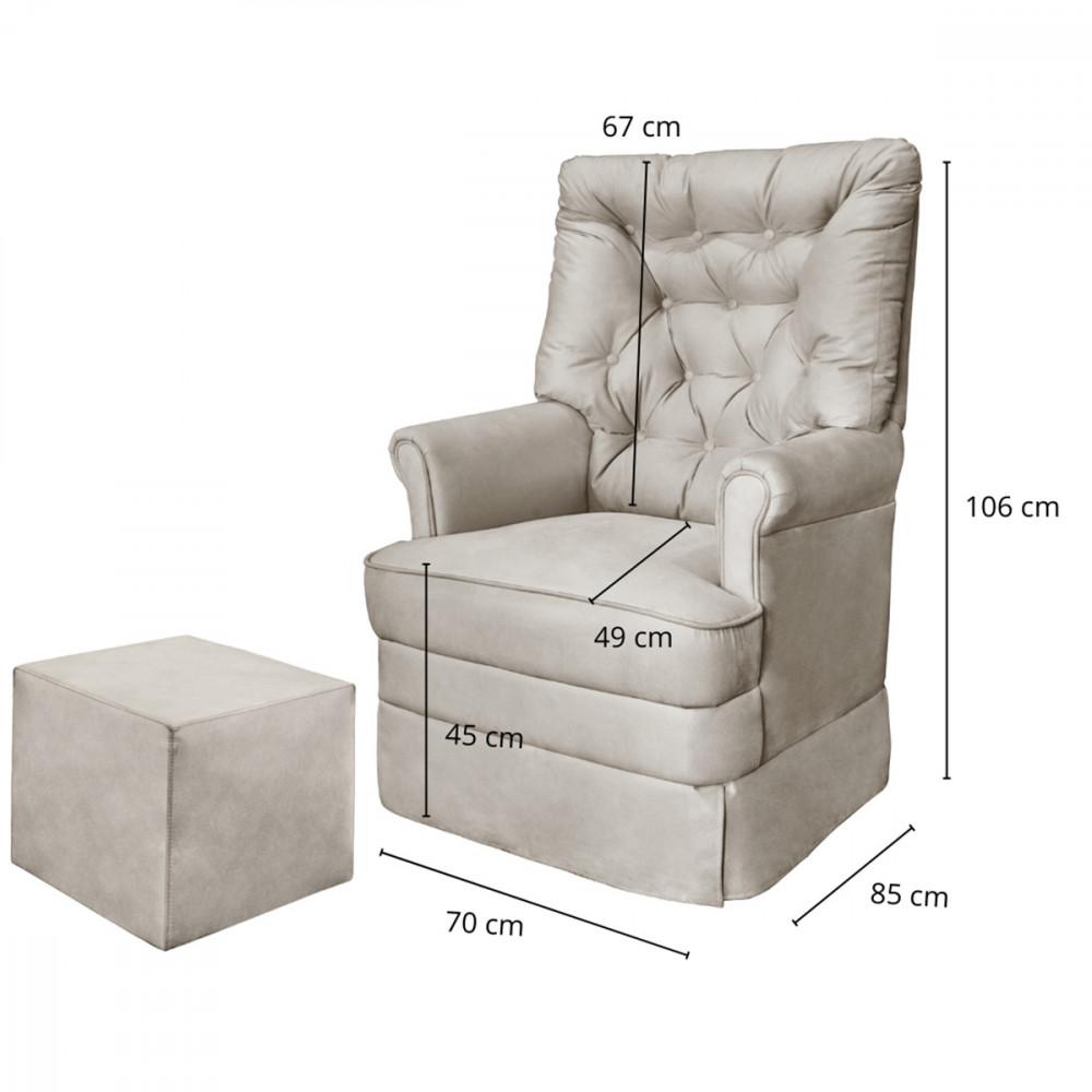 Poltrona de Amamentação Alana com Puff Veludo Phoenix Baby - 3