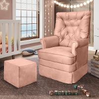 Poltrona de Amamentação Alana com Puff Veludo Phoenix Baby - 1