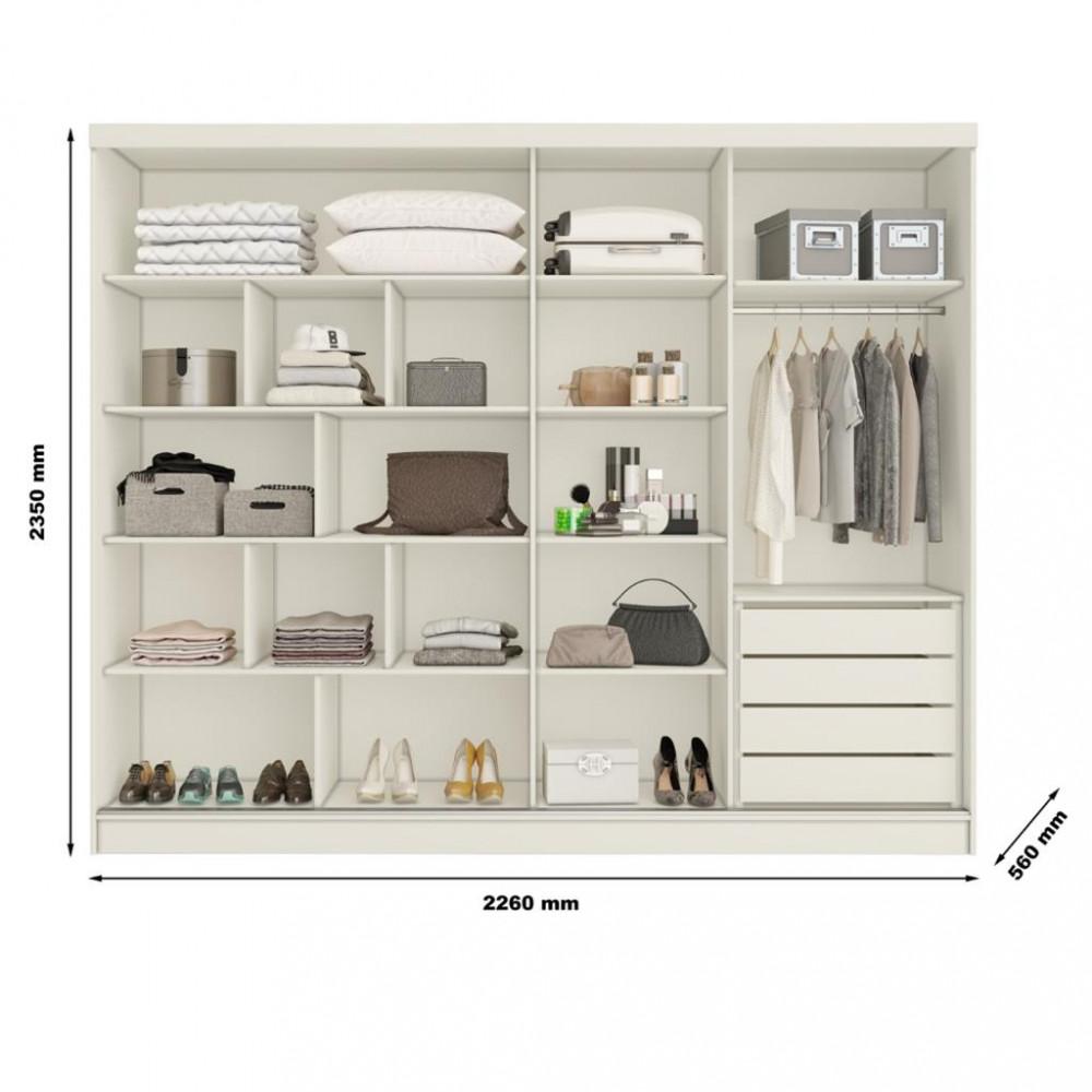 Guarda Roupa Casal 2 Portas de Correr 4 Gavetas Ripado Galati Made Marcs - 4