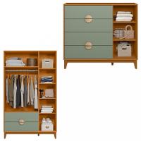 Quarto Cômoda 4 Gavetas 1 Porta e Guarda Roupa 3 Portas 2 Gavetas Ipe Albatroz - 3