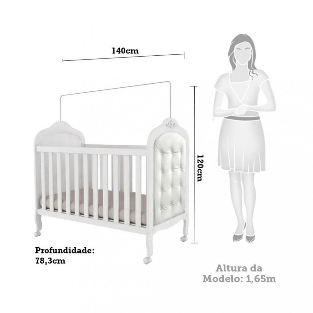 Quarto de Bebê Berço Mini Cama com Capitonê MDF Cômoda Elô New Móveis Peroba - 3