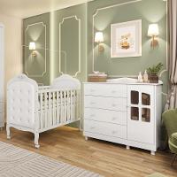 Quarto de Bebê Berço Mini Cama com Capitonê MDF Cômoda Elô New Móveis Peroba - 1