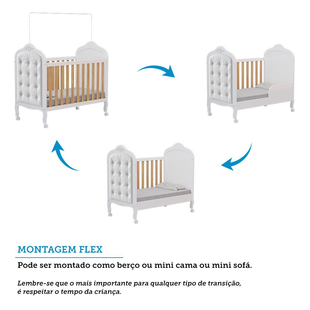 Quarto de Bebê Berço Mini Cama com Capitonê MDF Cômoda Elô New Móveis Peroba - 4