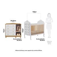 Quarto de Bebê Berço Mini Cama com Capitonê MDF Cômoda Elô New Móveis Peroba - 3