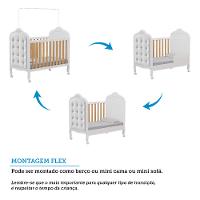 Quarto de Bebê Berço Mini Cama com Capitonê MDF Cômoda Elô New Móveis Peroba