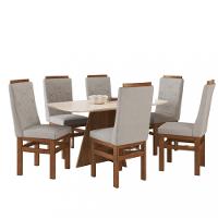Sala de Jantar Mesa 160cm e 6 Cadeiras Joli 147/26 Zamarchi - 2