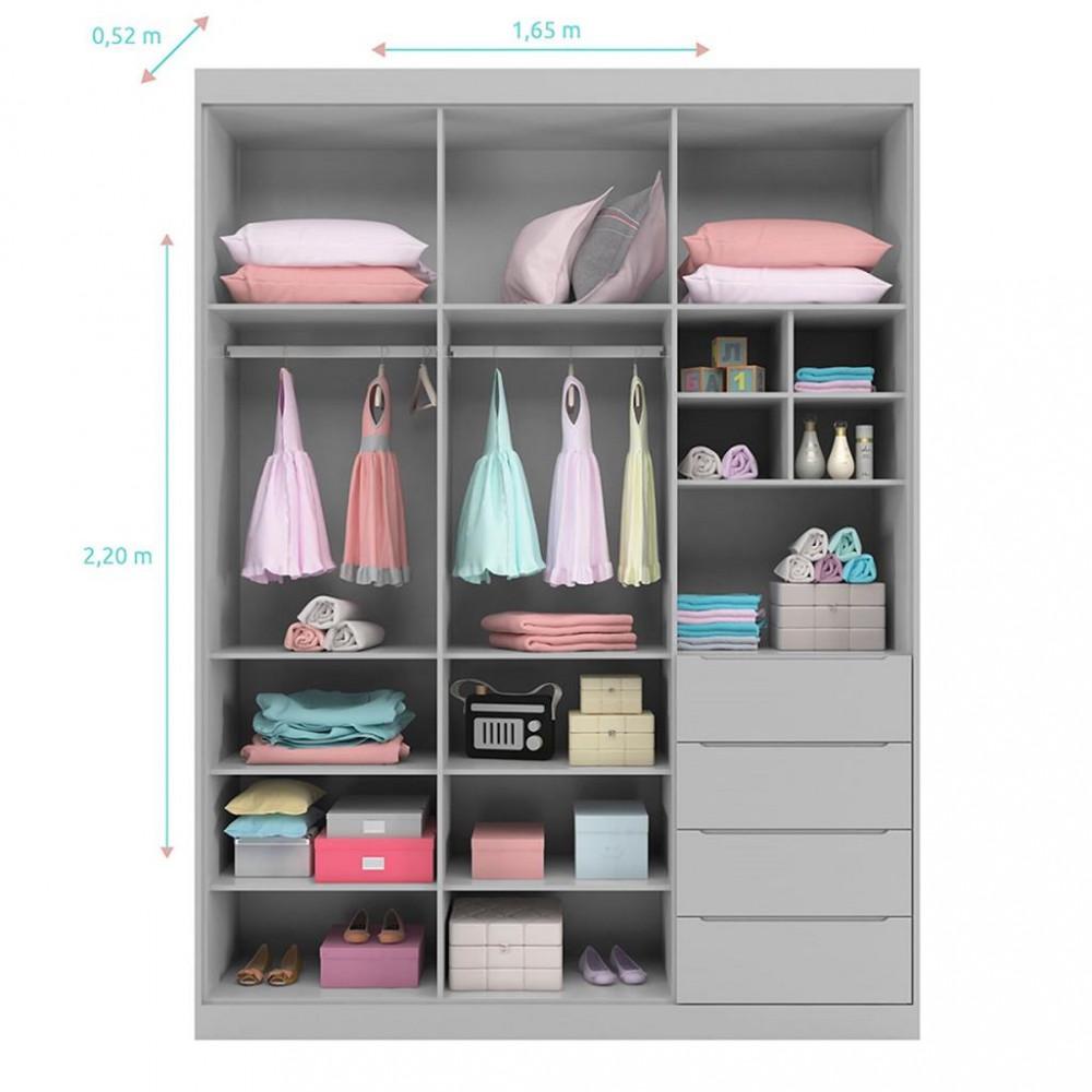 Guarda Roupa Infantil 3 Portas 4 Gavetas Perola Phoenix Baby - 4