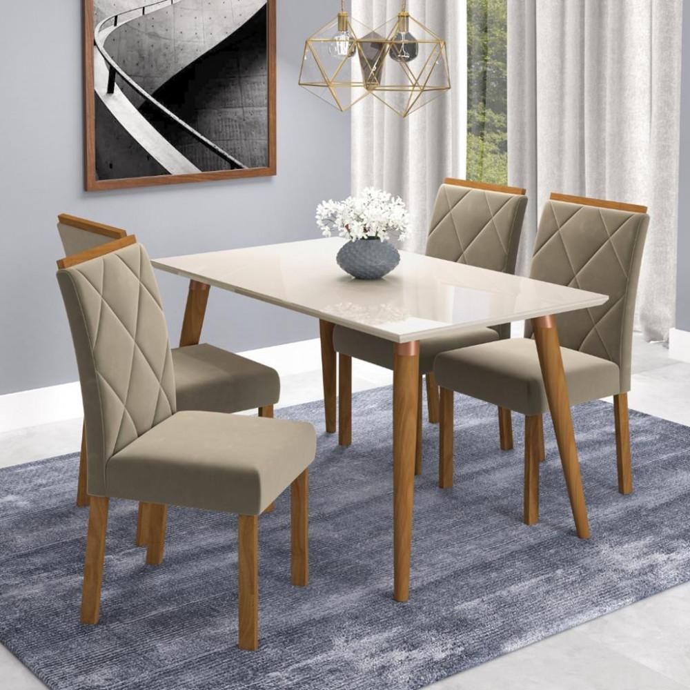 Conjunto Sala de Jantar Mesa Adele 130cm 4 Cadeiras Fernanda Cimol - 1