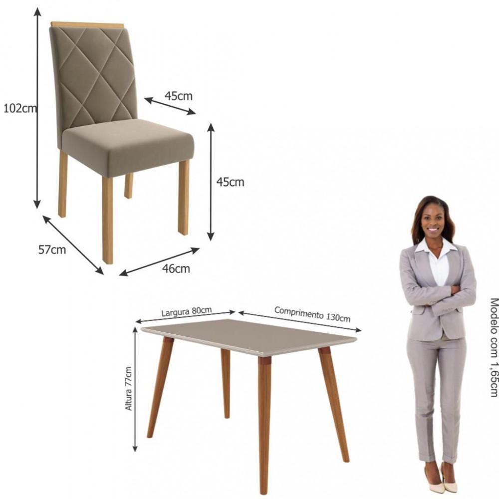 Conjunto Sala de Jantar Mesa Adele 130cm 4 Cadeiras Fernanda Cimol - 4