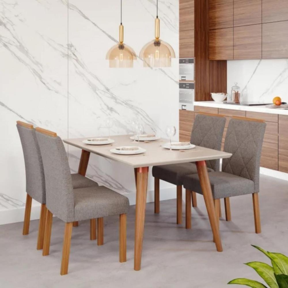 Conjunto Sala de Jantar Mesa Adele 130cm 4 Cadeiras Fernanda Cimol - 1