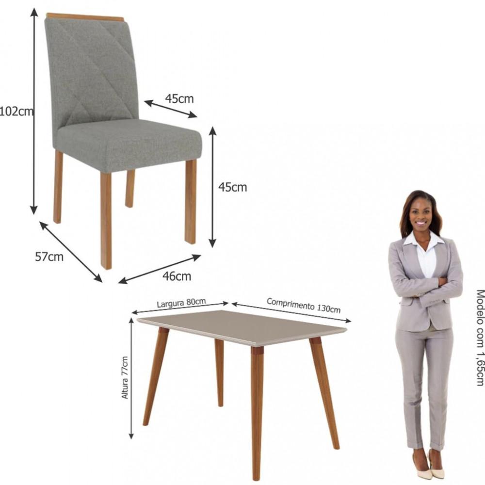 Conjunto Sala de Jantar Mesa Adele 130cm 4 Cadeiras Fernanda Cimol - 4