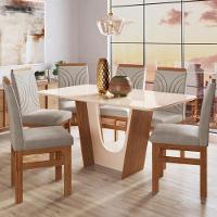 Sala de Jantar Mesa 160cm e 6 Cadeiras Joli 136/12  Zamarchi - 1