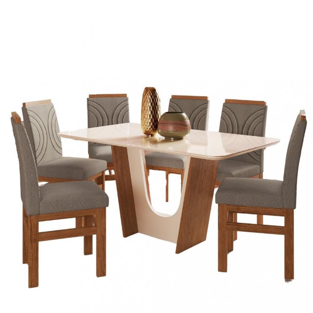 Sala de Jantar Mesa 160cm e 6 Cadeiras Joli 136/12  Zamarchi - 2