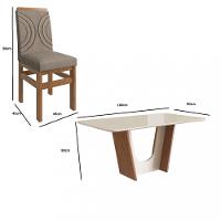 Sala de Jantar Mesa 160cm e 6 Cadeiras Joli 136/12  Zamarchi - 3