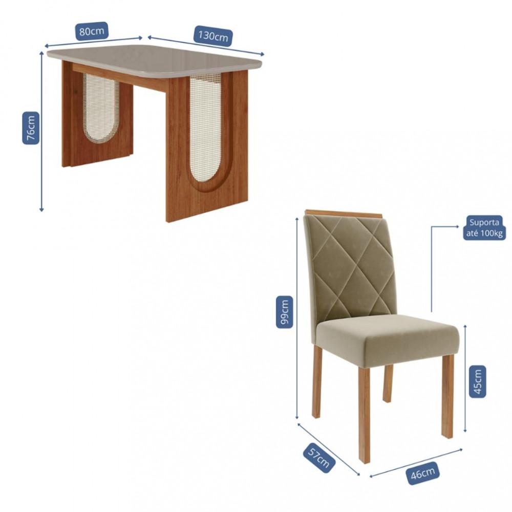 Conjunto Sala de Jantar Mesa Valentina 4 cadeiras Fernanda Cimol - 4