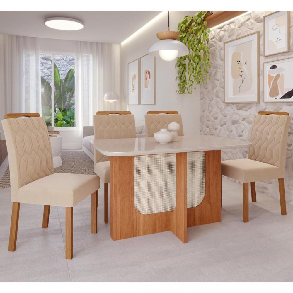 Conjunto Sala de Jantar Mesa Louise 130cm  4 cadeiras Paola Wood Cimol - 1