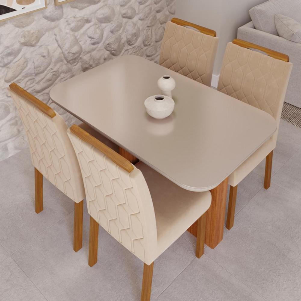 Conjunto Sala de Jantar Mesa Louise 130cm  4 cadeiras Paola Wood Cimol - 5