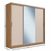 Guarda Roupa Casal com Espelho 3 Portas de Correr 2 Gavetas Dalila Demobile - 4