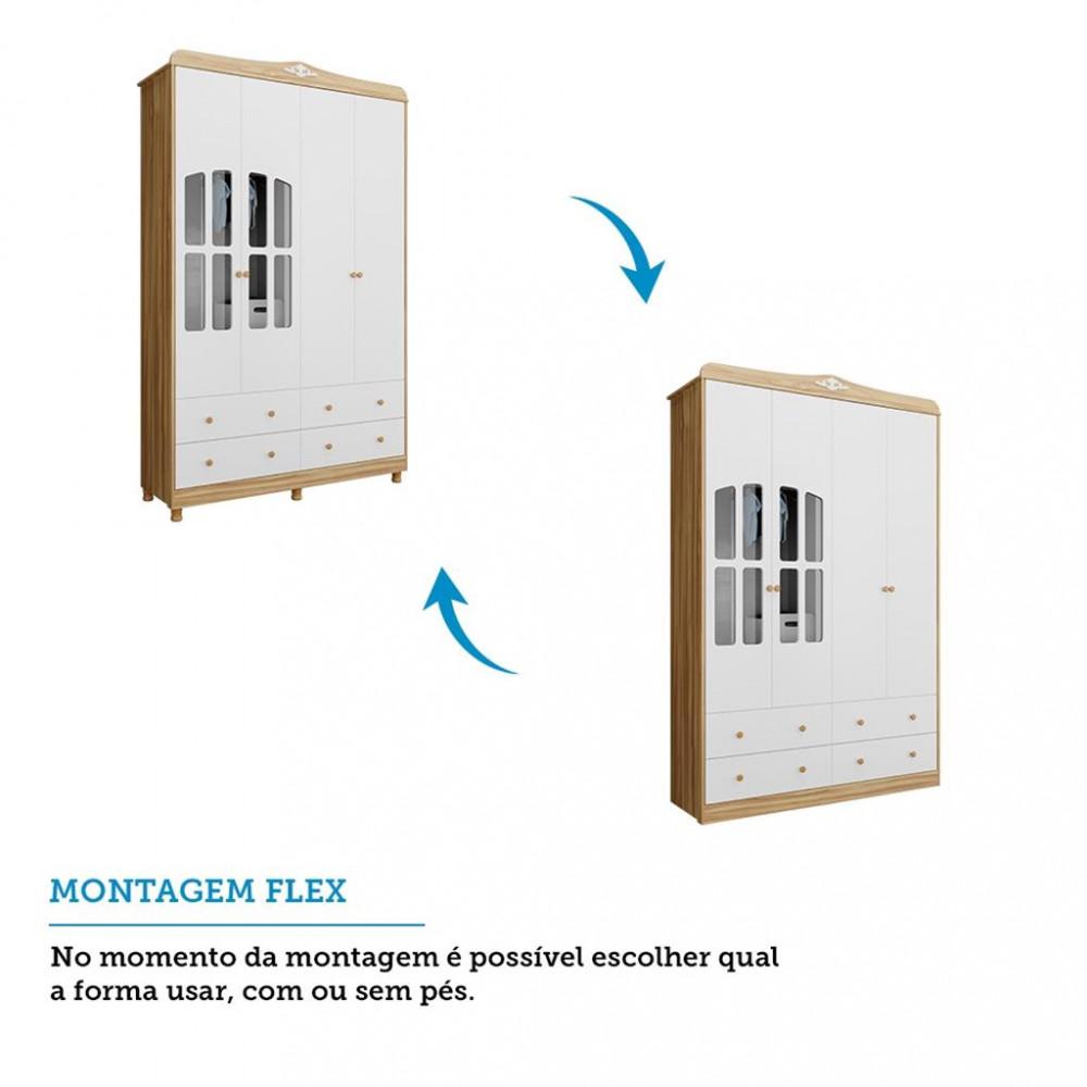 Guarda Roupa Infantil  4 Portas 4 Gavetas Janela Elo Móveis Peroba - 2