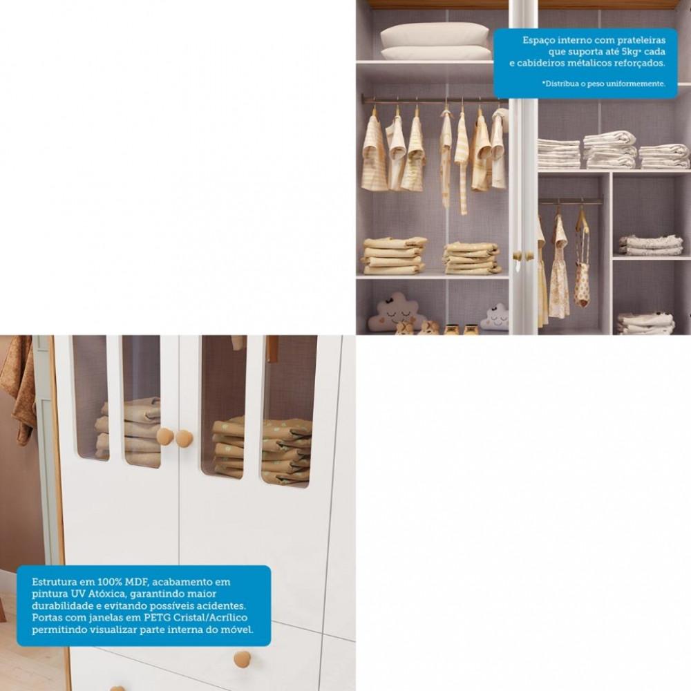 Guarda Roupa Infantil  4 Portas 4 Gavetas Janela Elo Móveis Peroba - 6