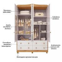 Guarda Roupa Infantil  4 Portas 4 Gavetas Janela Elo Móveis Peroba - 3