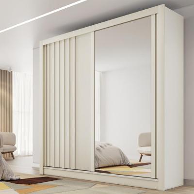 Guarda Roupa Casal Espelho 2 Portas Ripado Lugano Made Marcs