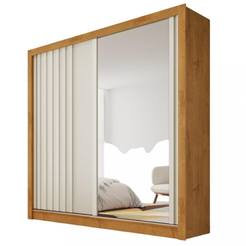Guarda Roupa Casal Espelho 2 Portas Ripado Lugano Made Marcs - 2