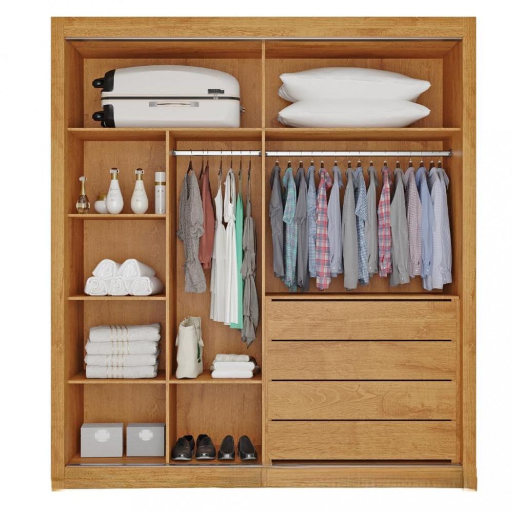 Guarda Roupa Casal Espelho 2 Portas Ripado Lugano Made Marcs - 3