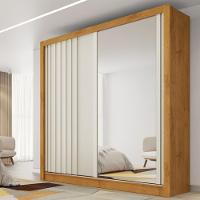 Guarda Roupa Casal Espelho 2 Portas Ripado Lugano Made Marcs - 1