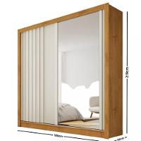 Guarda Roupa Casal Espelho 2 Portas Ripado Lugano Made Marcs - 4