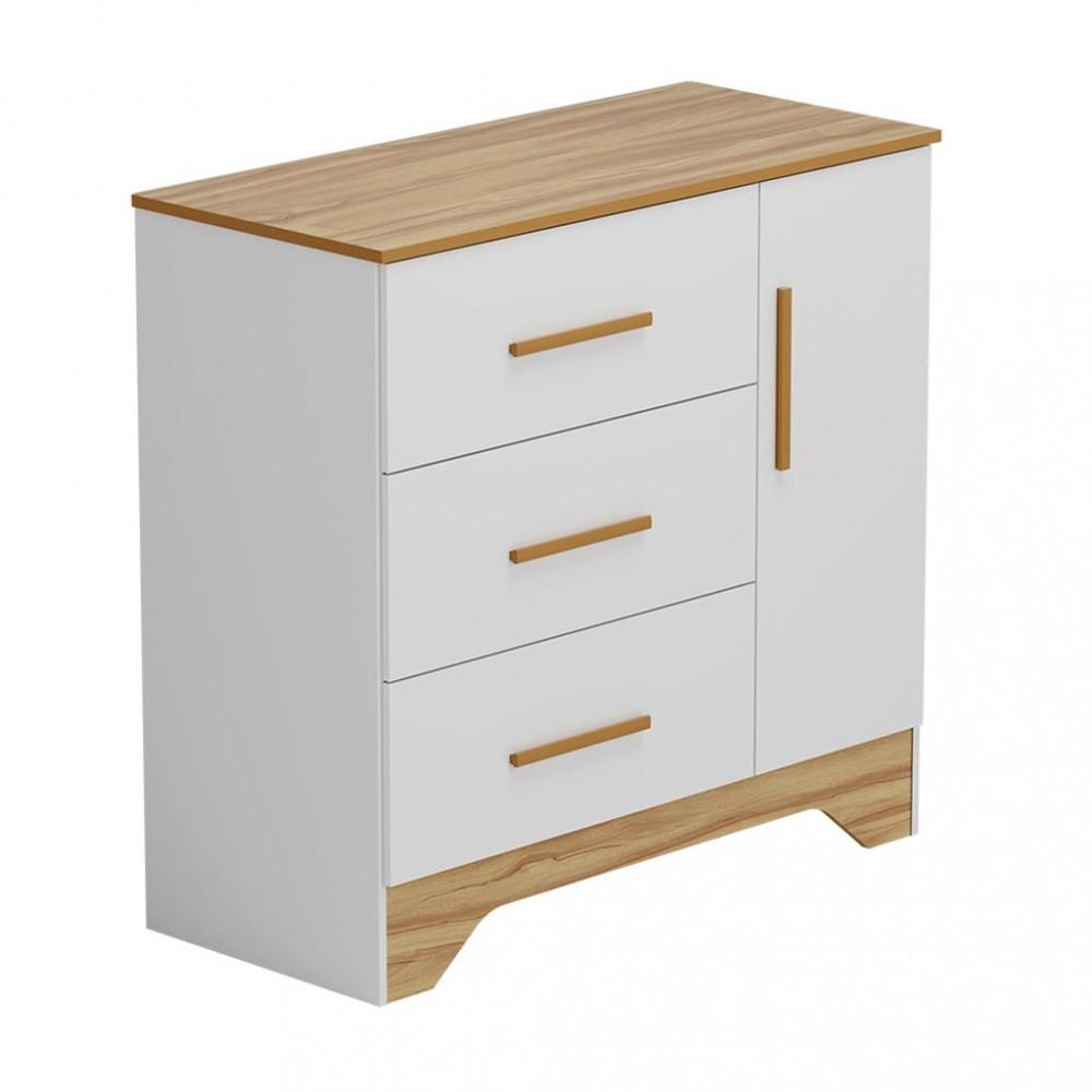 Cômoda Infantil 1 Portas 3 Gavetas MDF Popy Retro Peroba - 2