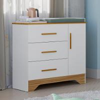 Cômoda Infantil 1 Portas 3 Gavetas MDF Popy Retro Peroba - 1