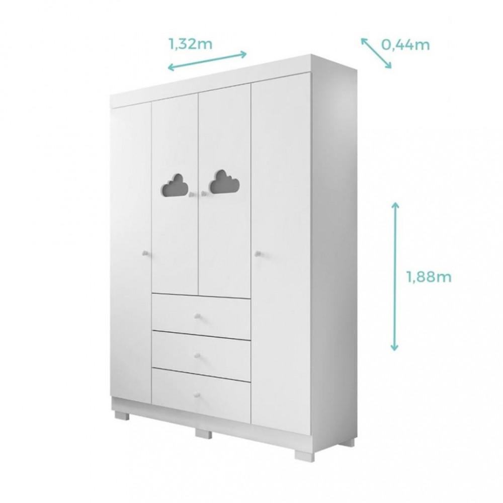 Guarda Roupa Infantil 4 Portas 3 Gavetas Ane Phoenix Baby - 4